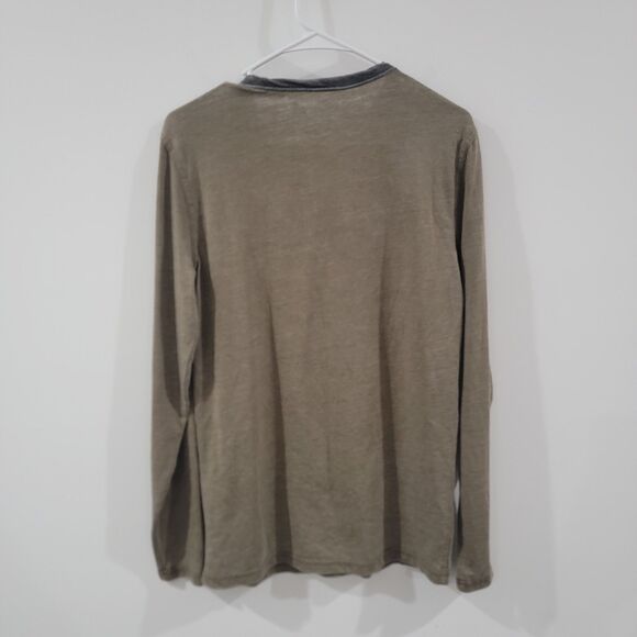 Lucky Brand Mens Venice Burnout Shirt Size Small Punk Skater Long Sleeve V neck - Picture 3 of 6